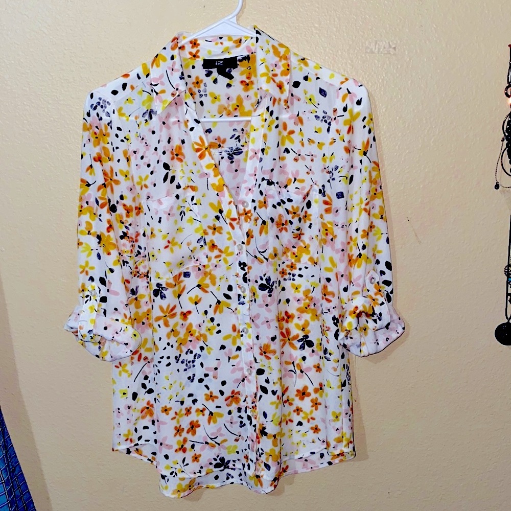 Floral Adjustable Sleeve Blouse